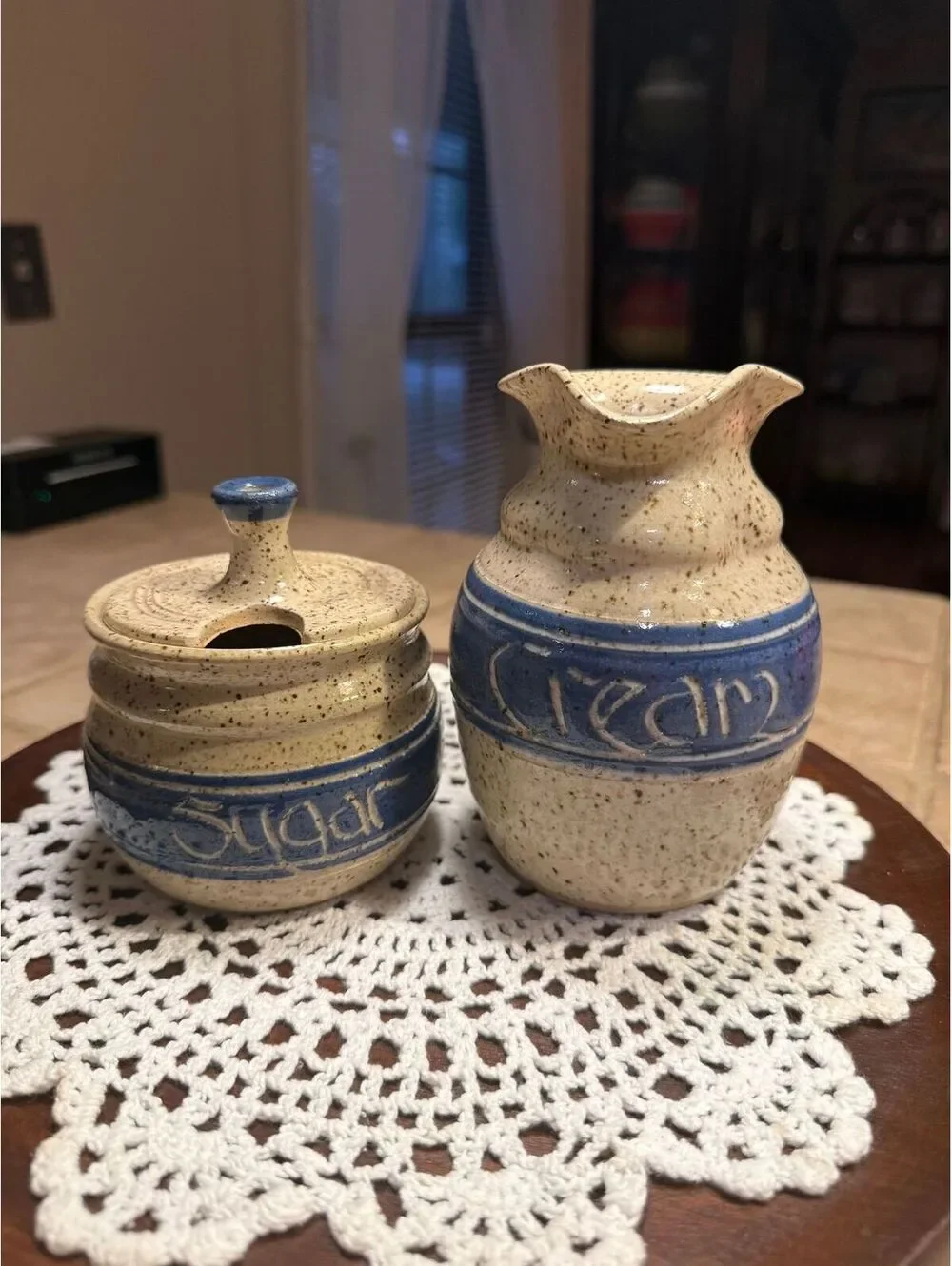 Vintage Art Pottery Sugar and Creamer.